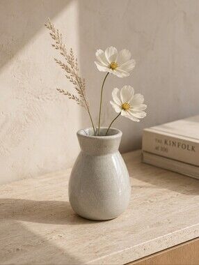 Vintage Studio Pottery Bud Vase Wheel Thrown Neutral Ceramic Wabi Sabi